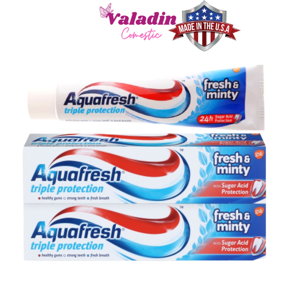 Kem đánh răng AQUAFRESH Triple Protection Fresh Minty 100ml Hương Bạc Hà Thơm Mát