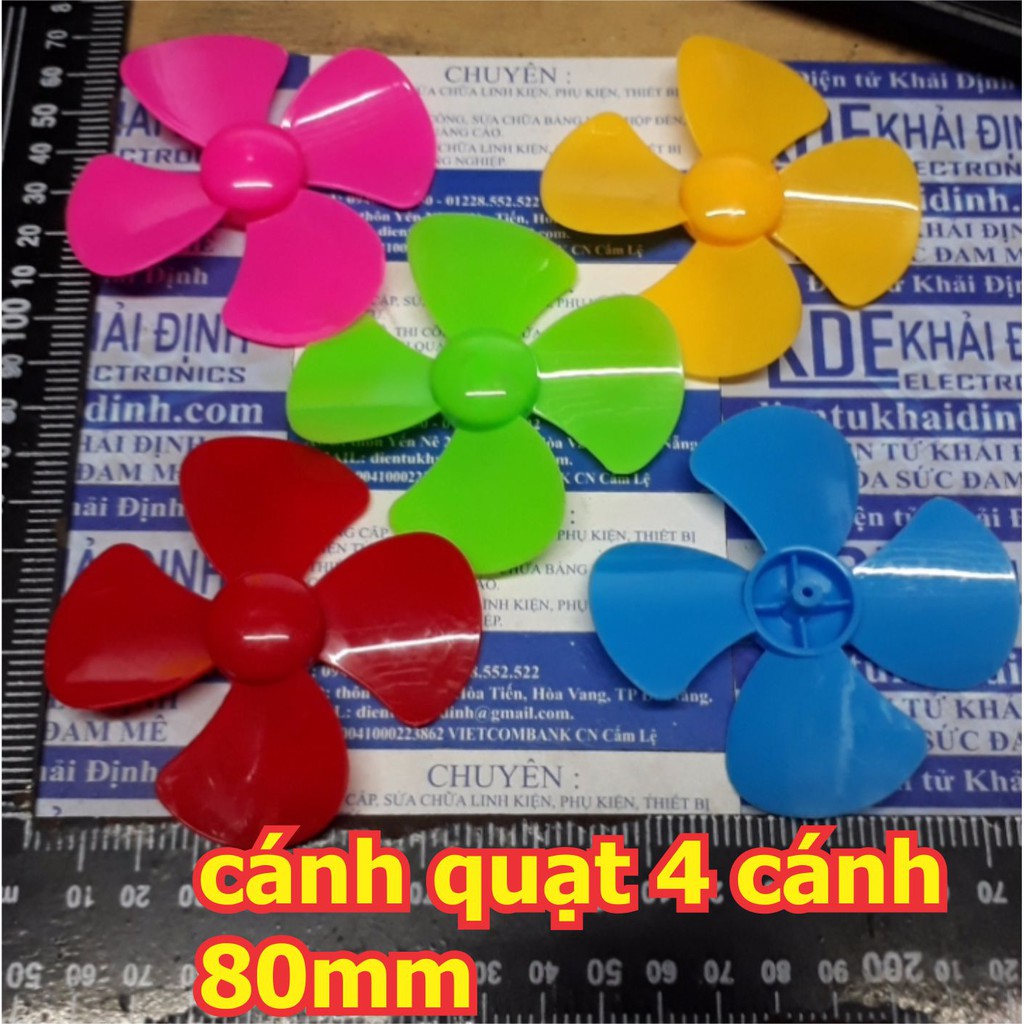 cánh quạt nhựa 4 cánh đủ màu, đường kính cánh quạt 40mm/56mm/80mm/100mm kde2734