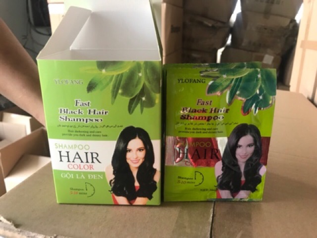 DẦU GỘI LÀ ĐEN OLiVE XANH SAMPOO HAIR COLOR {hộp 10 gói}