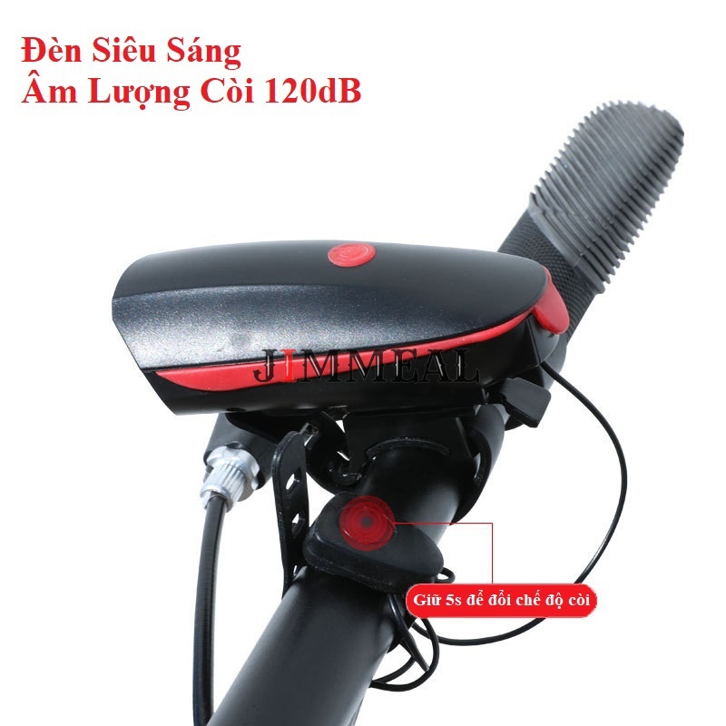 Đèn Xe Đạp Thể Thao Siêu Sáng 2IN1 Kèm Còi, Pin Sạc Usb, Chống Nước, Đèn Led 3 Chế Độ Sáng Cao Cấp