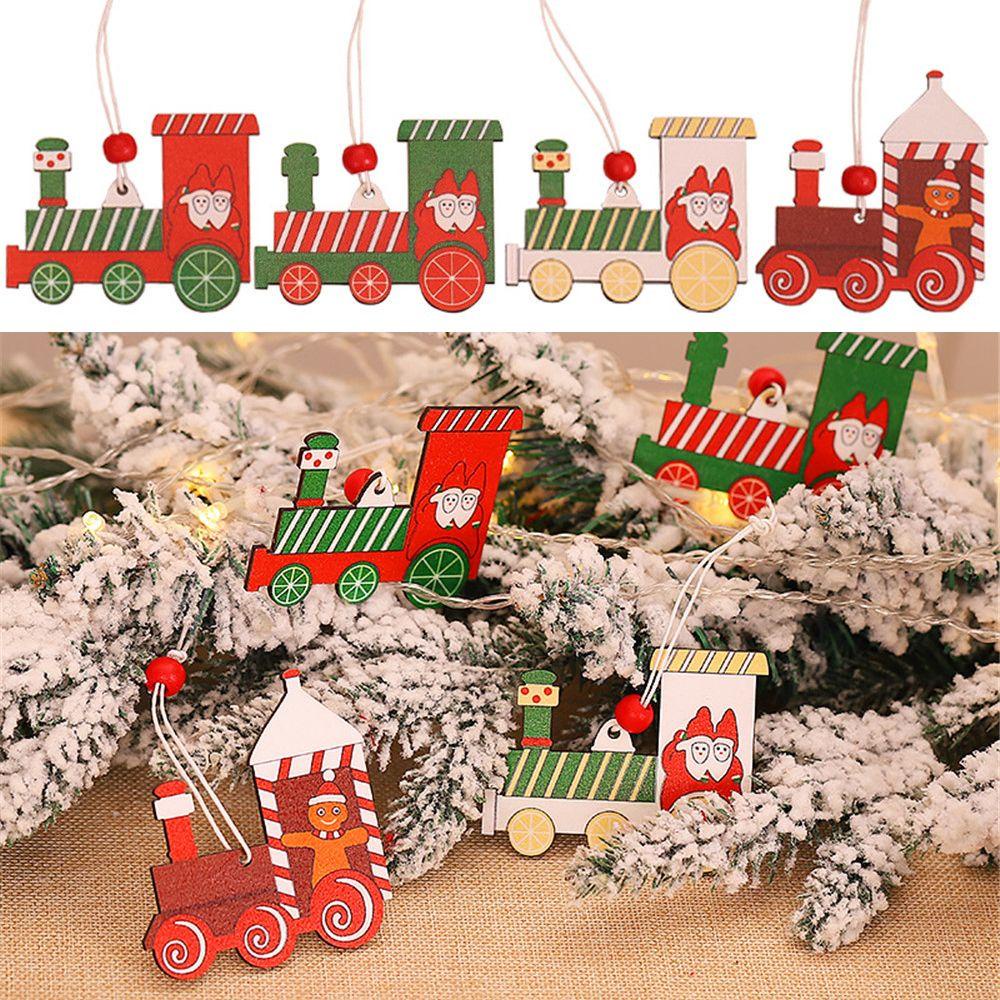 LAKAMIER Bộ 4 Phụ Kiện Treo Trang Trí Giáng Sinh Bằng Gỗ