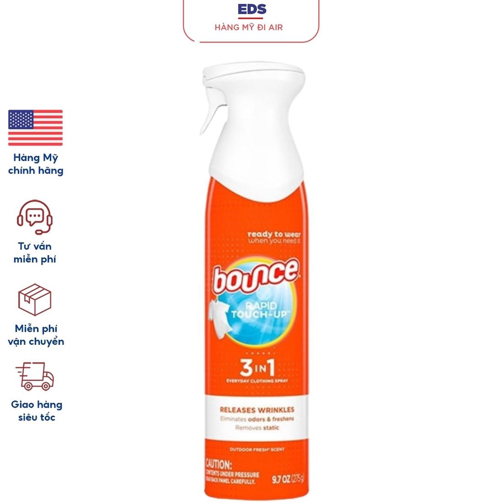 Nước xịt thẳng và thơm quần áo Bounce 3 in 1 của Mỹ - EDS Hàng Mỹ