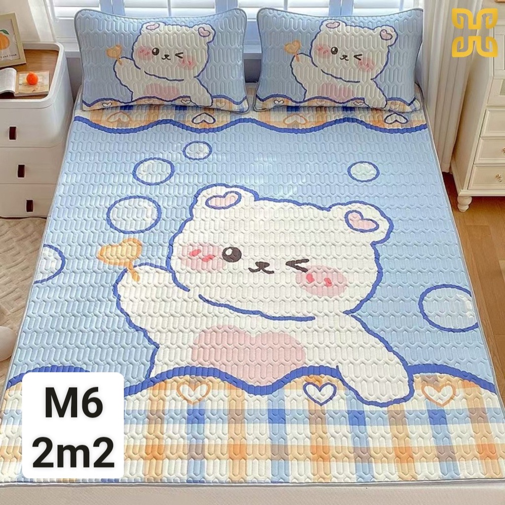 Chiếu điều hoà cao su non 5D Xinh bedding vải lụa Tencel mát vào su non