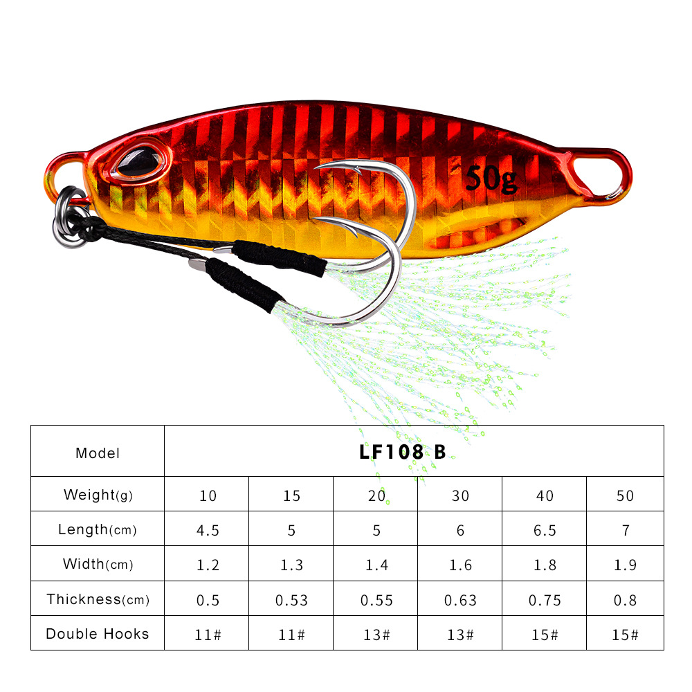 PROBEROS Dã Ngoại Sinking Lure 10g/15g/20g/30g/40g/50g Metal Jig Fishing Lure Lưỡi Câu Mồi Mềm  Phụ Kiện Câu Cá LF108