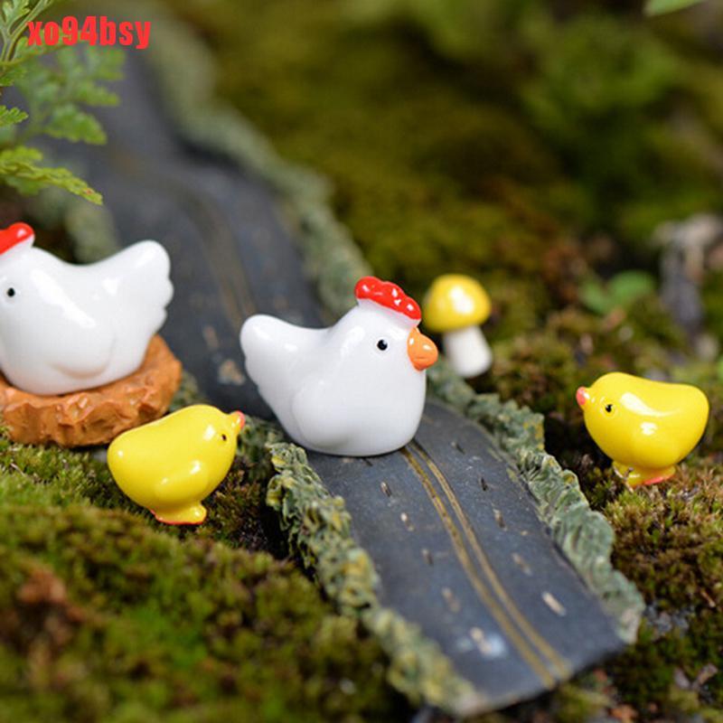 [xo94bsy]Mini Chicken Fairy Garden Miniatures Gnomes Moss Terrariums Resin Figurines For