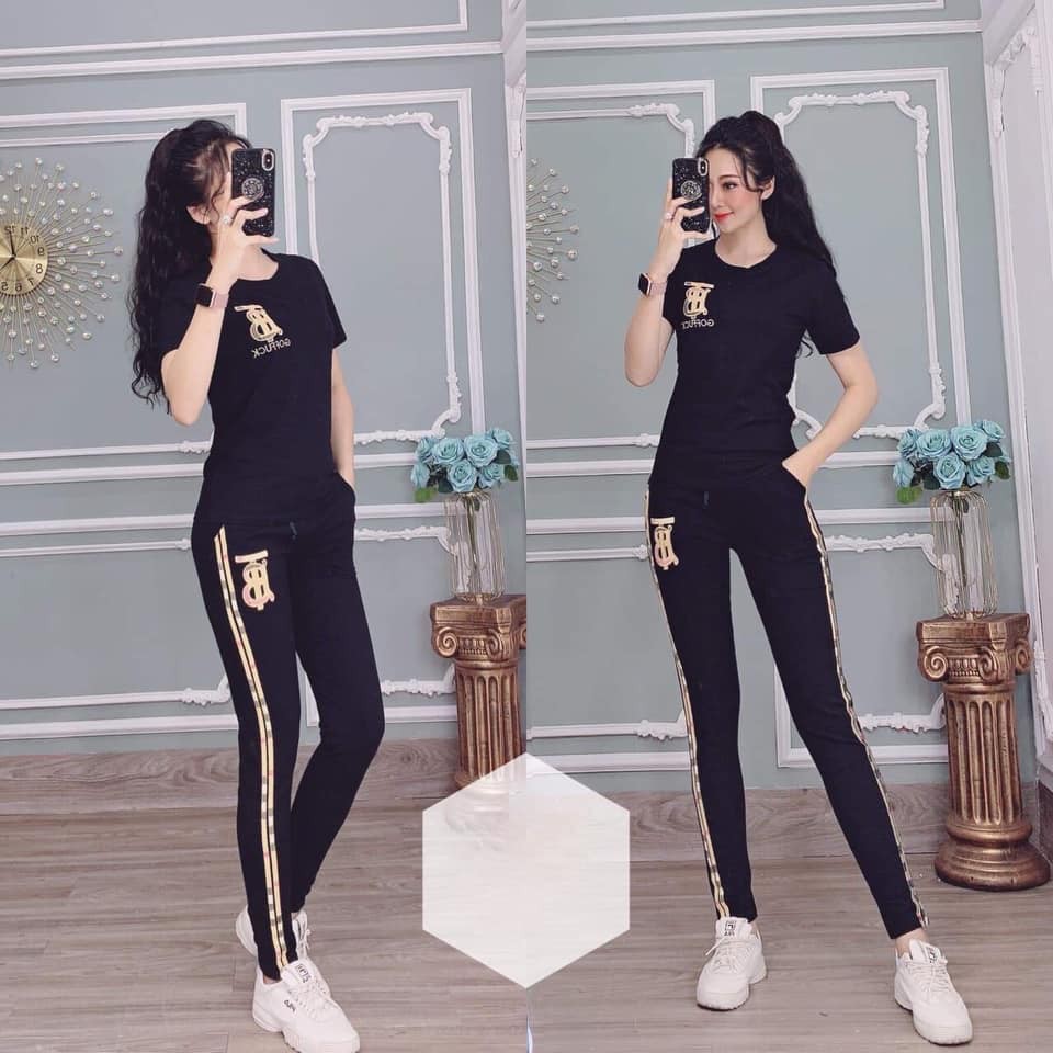 Set Cotton Dáng Thể Thao Nữ - Logo Thêu Đơn Giản - Sản Phẩm Y Hình