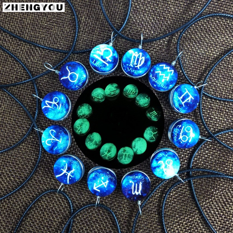 Vòng cổ Mặt Hình 12 Cung Hoàng Đạo Đính Đá Phát Sáng