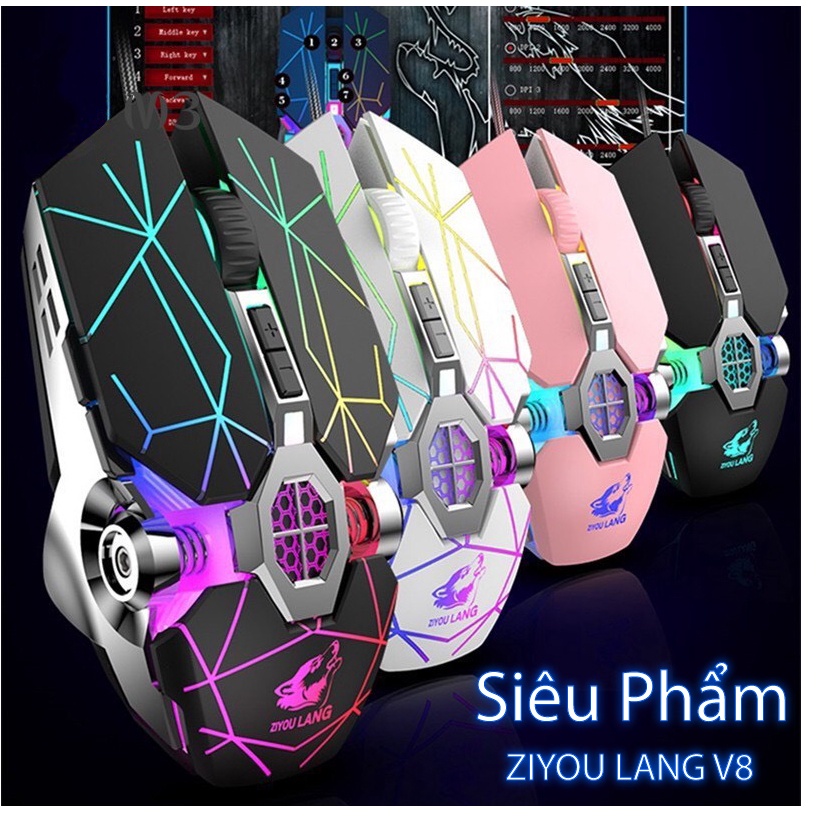 Chuột Gaming Siêu Khủng ZIYOU LANG V8/ FREE WOLF V5 Kiểu Dáng Siêu Độc Lạ, Led RGB Tự Đổi Màu