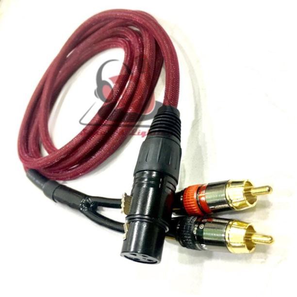 Dây Jack canon cái ra 2 đầu jack av dây dài 1m dây tín hiệu vang số ra loa subwoofer