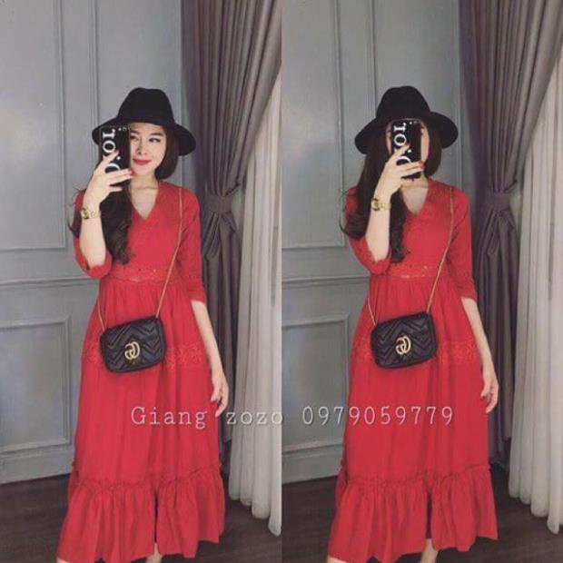VIP Hàng hot hàng hiếm em đều có ạ Váy maxi pha ren 2 màu đỏ và trắng Sờ thôi đủ đẹp rồi đừng nói mặc #370Hàng hot k