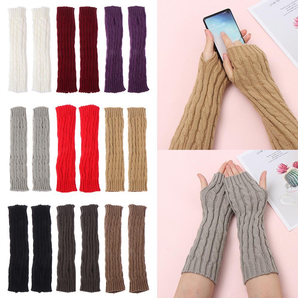 Găng Tay Len Dài Hở Ngón Giữ Ấm Mùa Đông