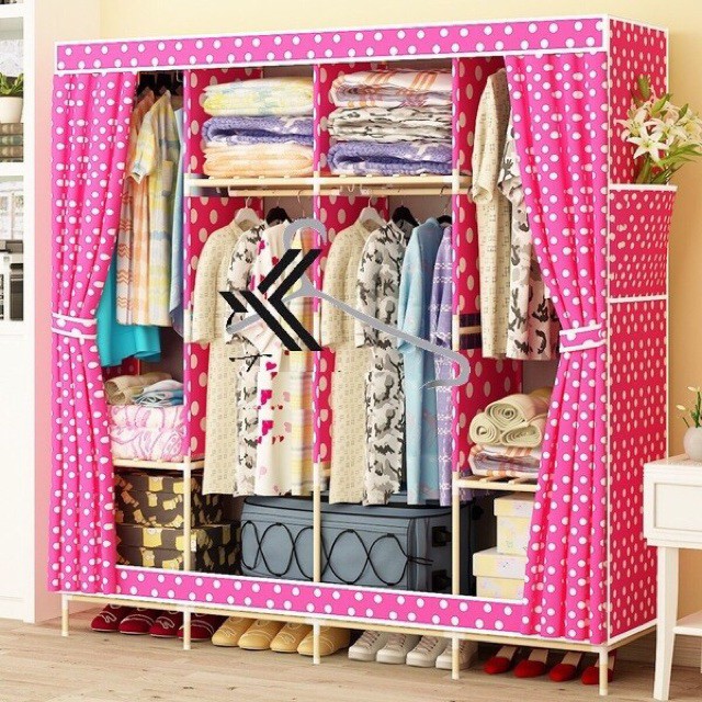 Tủ vải khung gỗ 4 buồng 8 ngăn loại 1