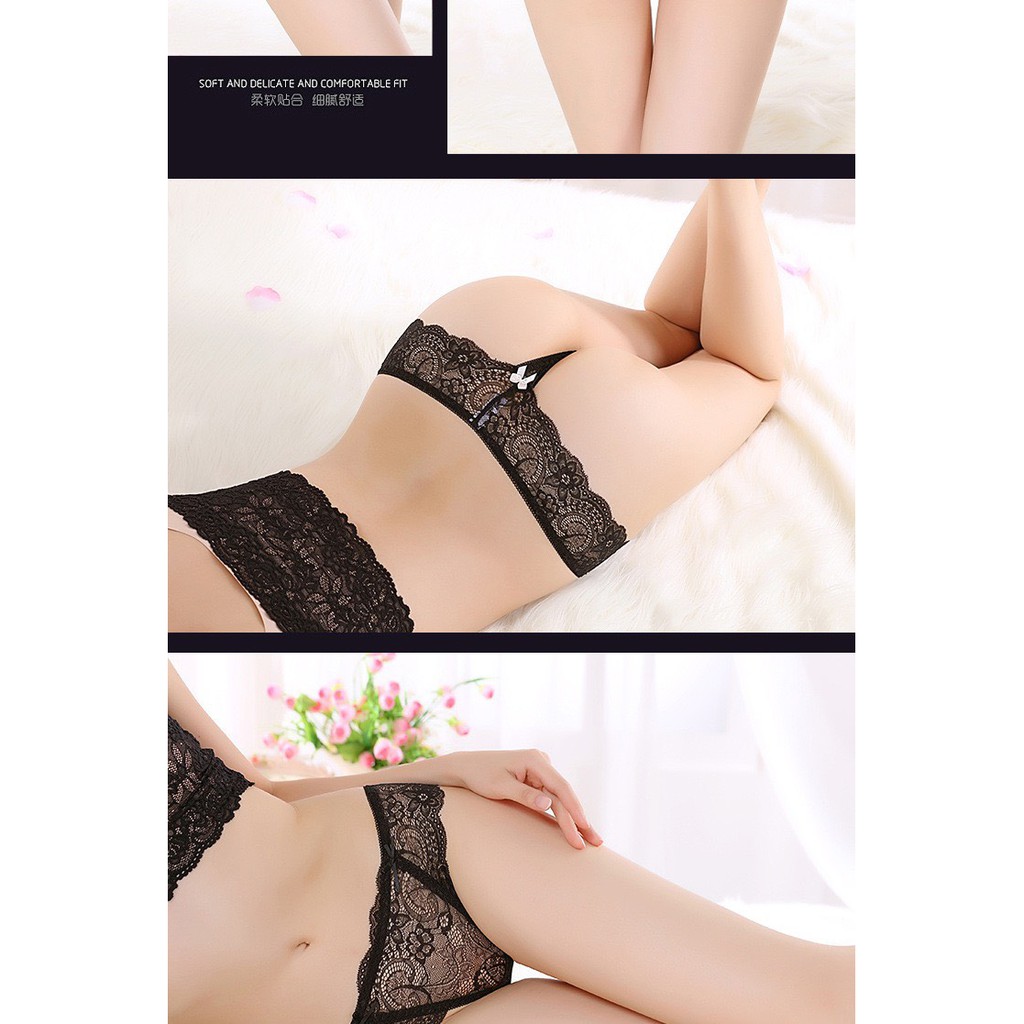 Quần Lót Ren Lọt Khe ❤️FREESHIP❤️ Quần Lót Ren thiết kế 2 nơ nhỏ sexy gợi cảm ❤️Quần Lót lọt khe trong suốt tôn dáng 980 | BigBuy360 - bigbuy360.vn