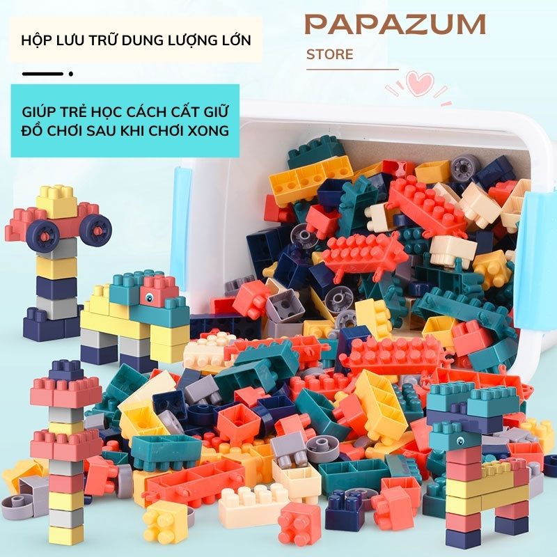 Bộ đồ chơi xếp hình lego phát triển tư duy sang tạo trí tưởng tượng 108 chi tiết đồ chơi cho bé lắp ráp PAPAZUM D4.048