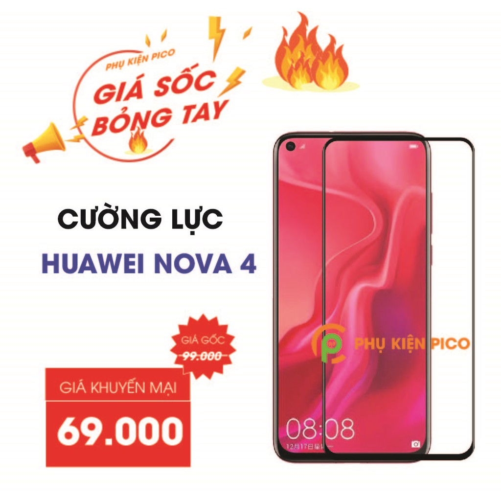 Kính cường lực Nova 4 full viền độ cứng 9H chống trầy xước bảo vệ màn hình - Dán màn hình Huawei Nova 4