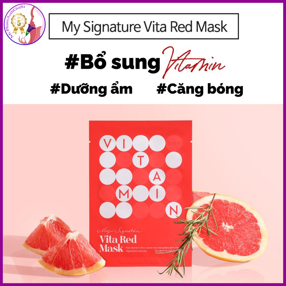 Mặt nạ vitamin c tiam vita red mask dưỡng trắng da căng bóng korea