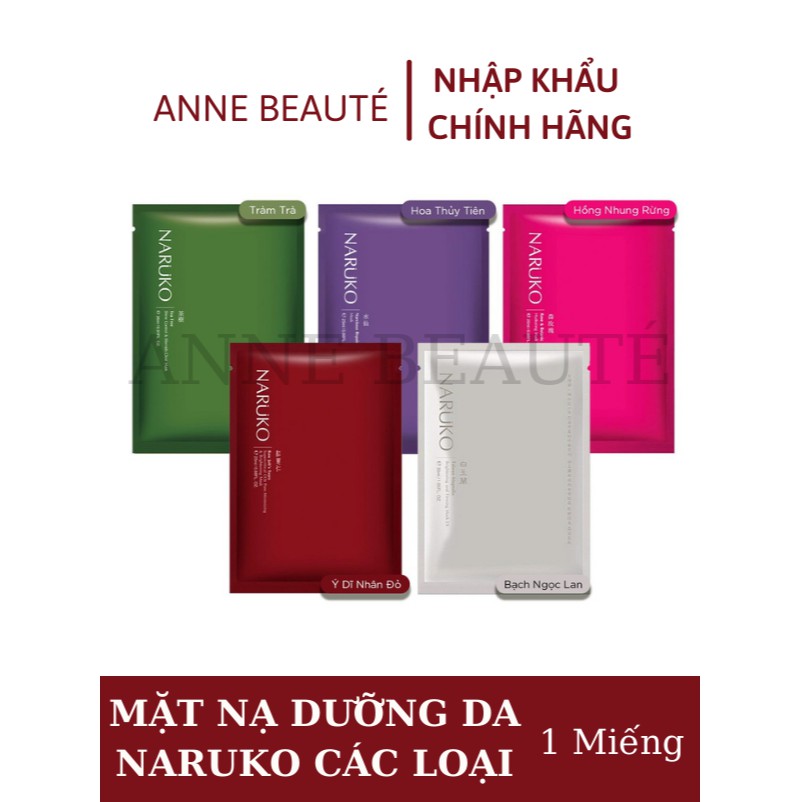 (CHÍNH HÃNG - BẢN ĐÀI) Mặt nạ dưỡng da miếng lẻ NARUKO các loại