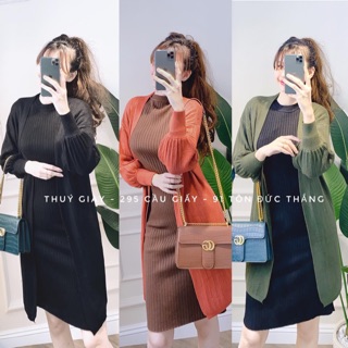 Áo khoác len lông thỏ dáng dài