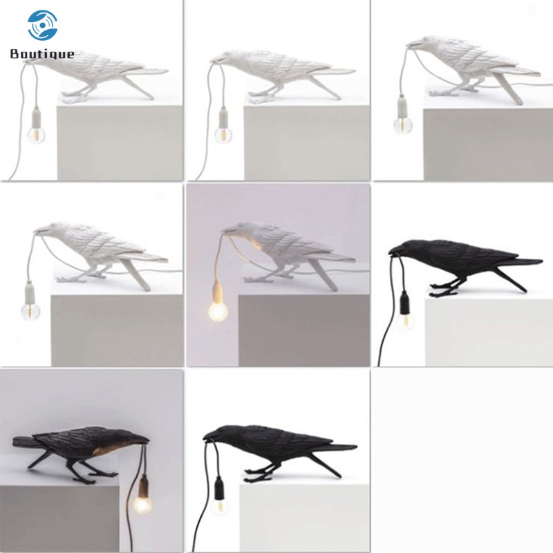 Raven Light Birds Table Lamps Bedroom Resin Crow Desk Lamp Bedside Light Wall Sconce