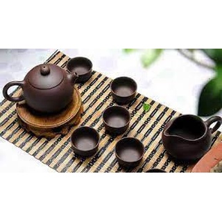 Bộ bình trà 4 tách Nhật Bản (màu đen - đỏ ngẫu nhiên)