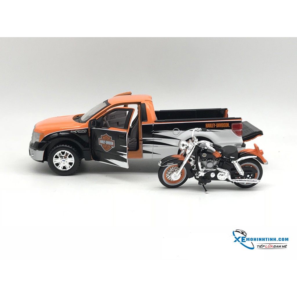 Xe Mô Hình FLH Duo Glide Ford F-150 STX 1958 1:24 Maisto ( Cam - Đen - Bạc )