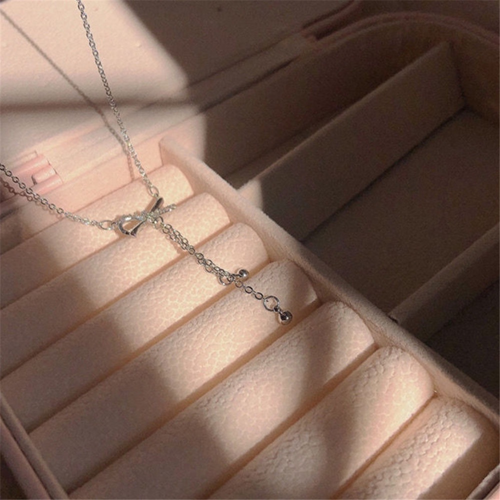 Vòng cổ Choker Dáng Dài Phối Nơ Tua Rua Phong Cách Hàn Quốc Thời Trang