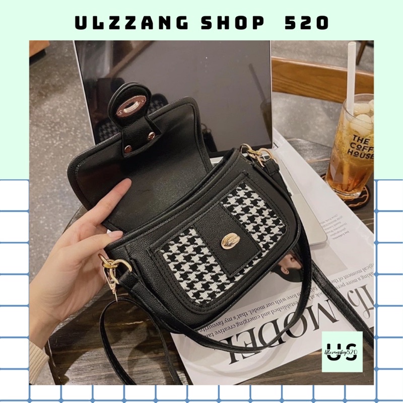 Túi da phối vải trắng thời trang kiểu Hàn Quốc trẻ trung Ulzzangshop520