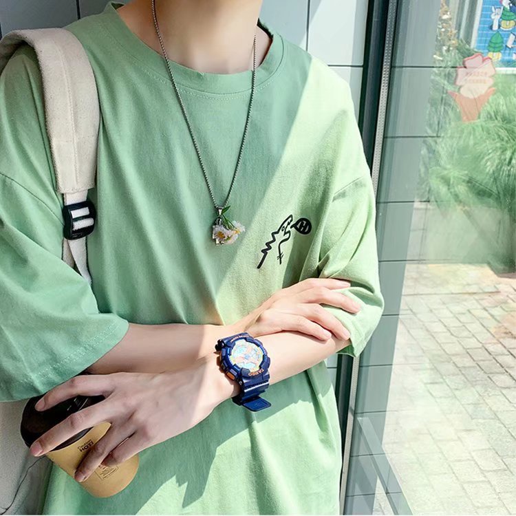Áo Thun Tay Ngắn Cổ Tròn Dáng Rộng Phong Cách Hàn Quốc Thời Trang Cho Nam