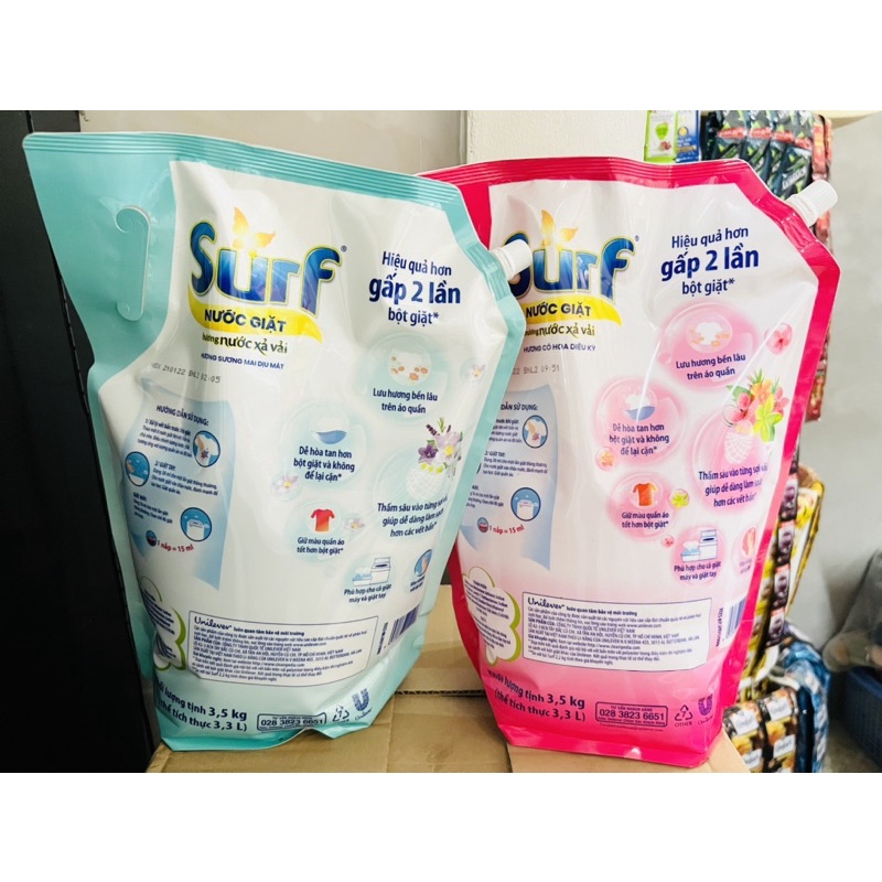 Nước Giặt Surf Túi 3,3Kg Hương Hoa Cỏ/Sương Mai