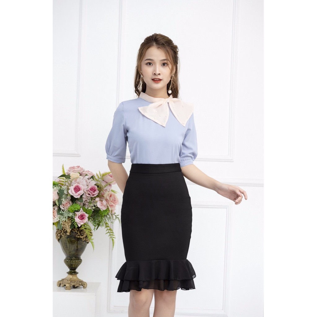 Chân váy bút chì đuôi cá cạp cao, chân váy công sở nữ phối ren bèo, kiểu dánh thanh lịch, nhẹ nhàng nữ tính | BigBuy360 - bigbuy360.vn