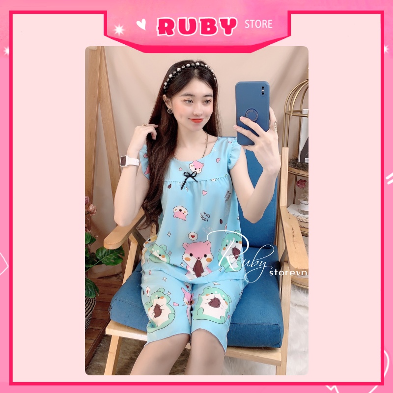 Đồ bộ nữ mặc nhà Họat Hình chất kate mềm mịn mát, họa tiết dễ thương Free Size Dưới 47KG ❤ Rubystorevn