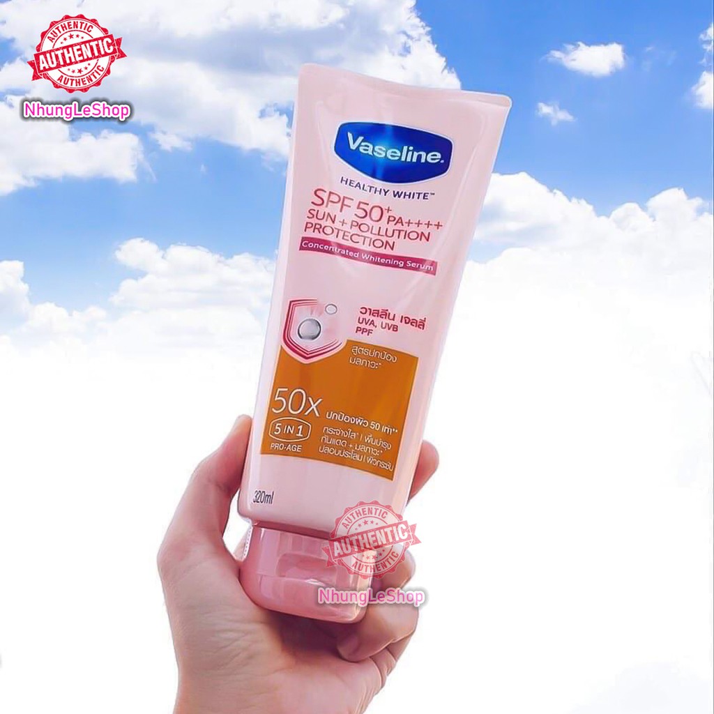 Chính Hãng Serum chống nắng Vaseline 50x bảo vệ da suốt 8H với SPF 50+ PA++++ da sáng rạng ngời với Niacinamode 320ml