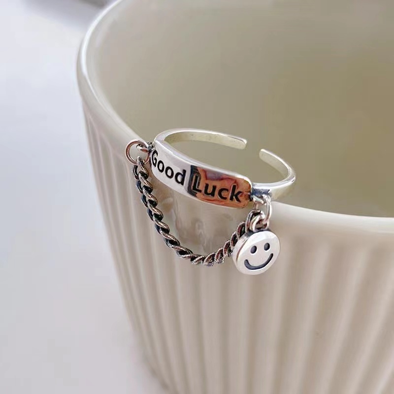 Nhẫn IF YOU bạc hình mặt cười thời trang thanh lịch cho nữ