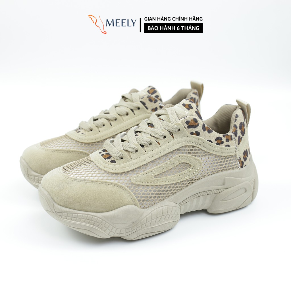 Giày thể thao nữ MEELY ulzzang sneaker đế bằng phối màu da báo BL0099