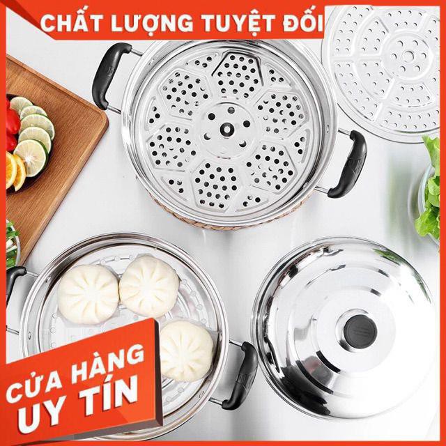 [Xả kho + free ship] Nồi Hấp 3 Tầng Inox hàng đẹp loại 28cm và 32cm hàng dầy đẹp