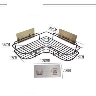 Kệ góc dính tường thiết kế uốn cong tiết kiệm không gian, giá kệ inox viền đen không rỉ