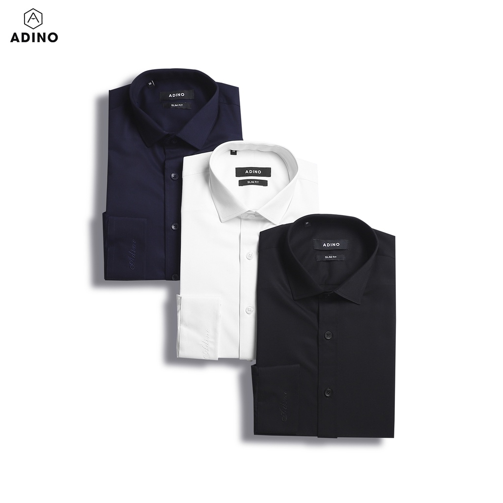Áo sơ mi trắng nam ADINO vải sợi sồi modal polyester mềm mịn co giãn thoáng mát dáng công sở hơi ôm trẻ trung SM14