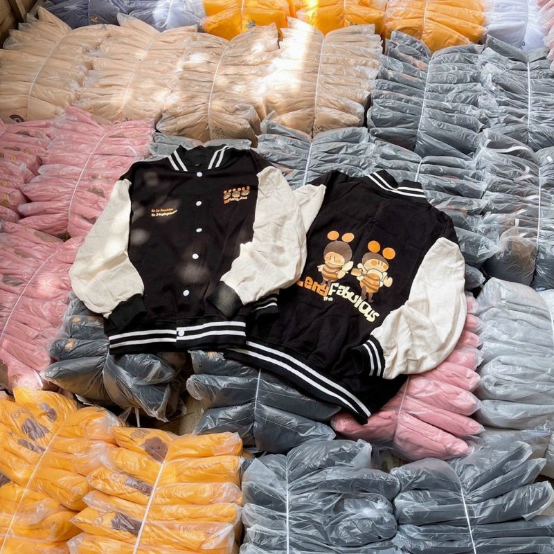 Áo Khoác Nỉ Bomber Tay Phối In Hình Chú Ong [ Ảnh Thật ] Áo Khoác Phông Unisex Nam Nữ