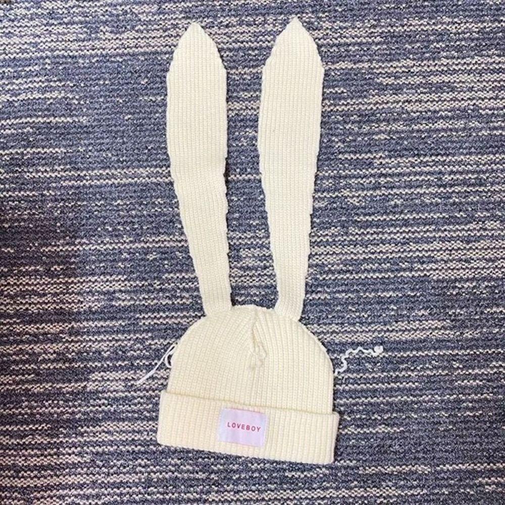 TWINKLE Mũ Len Beanie Mềm Mại Đính Tai Thỏ Thời Trang Thu Đông Cho Nữ