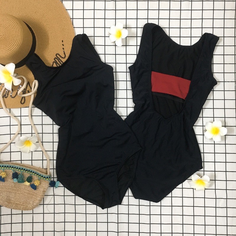 [HÀNG MỚI + LOẠI ĐẸP] Bikini liền mảnh, bodysuit màu đen khoét lưng DÂY ĐỎ cá tính | BigBuy360 - bigbuy360.vn
