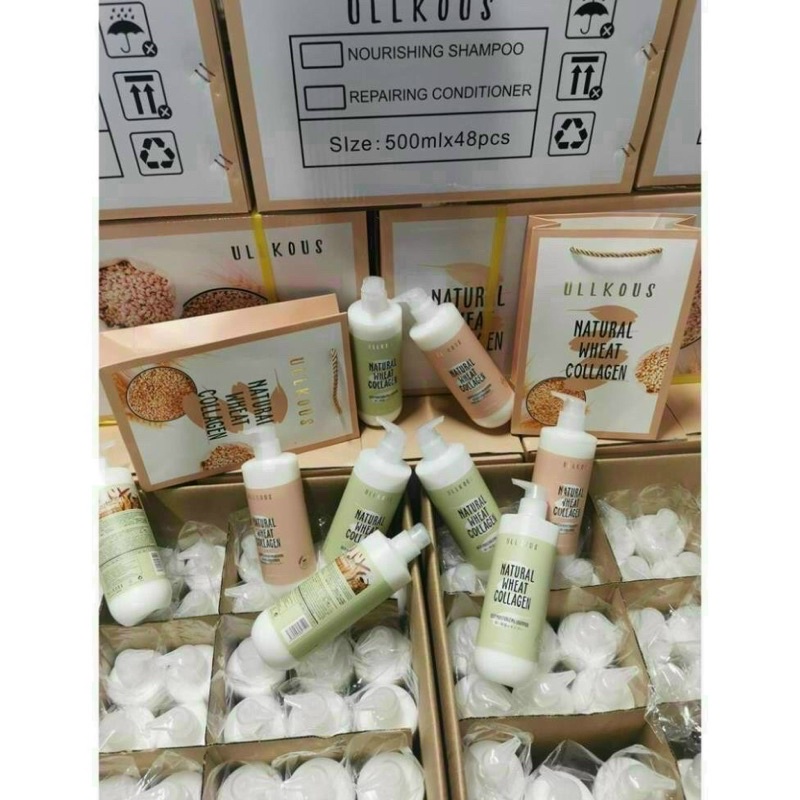 Cặp dầu gội xả collagen lúa mạch ullkous 800ml ngăn ngừa rụng tóc