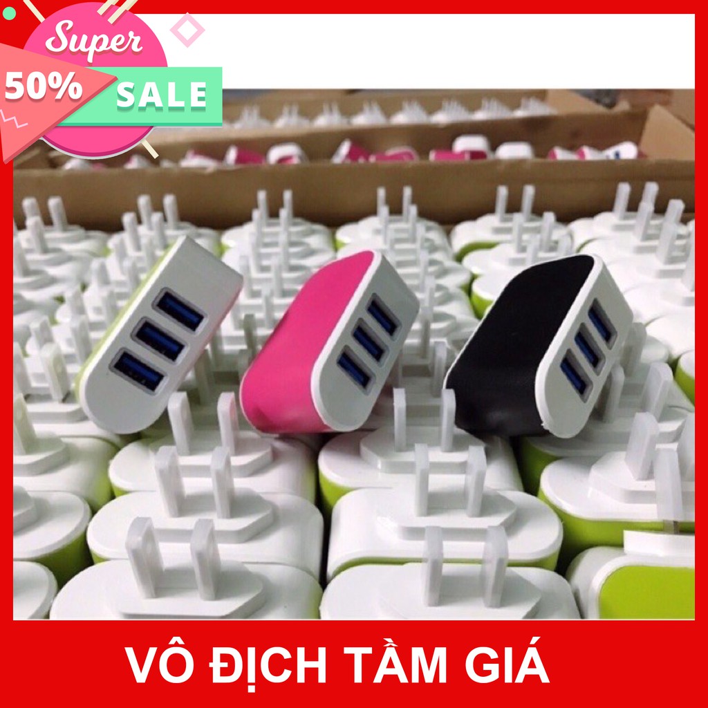 CỦ SẠC ĐA NĂNG ❤️FREESHIP❤️ Củ sạc 3 Cổng USB (Bảo hành 1 tháng)  giảm giá 50% mua ngay nhanh tay [FREESHIP] [Mã FASHION