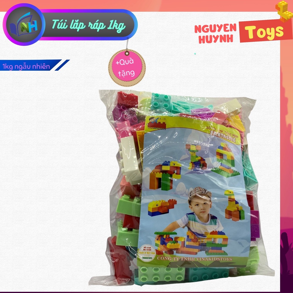 Bộ túi lắp ráp lego ngẫu nhiên (1kg) hàng Việt Nam an toàn cho bé (ảnh thực của cửa hàng) - Đồ chơi thông minh sáng tạo