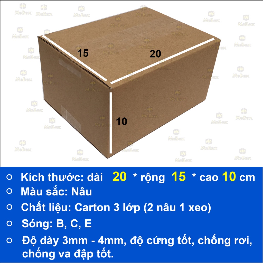 hộp giấy gói hàng 20x15x10 bộ 50 xả kho