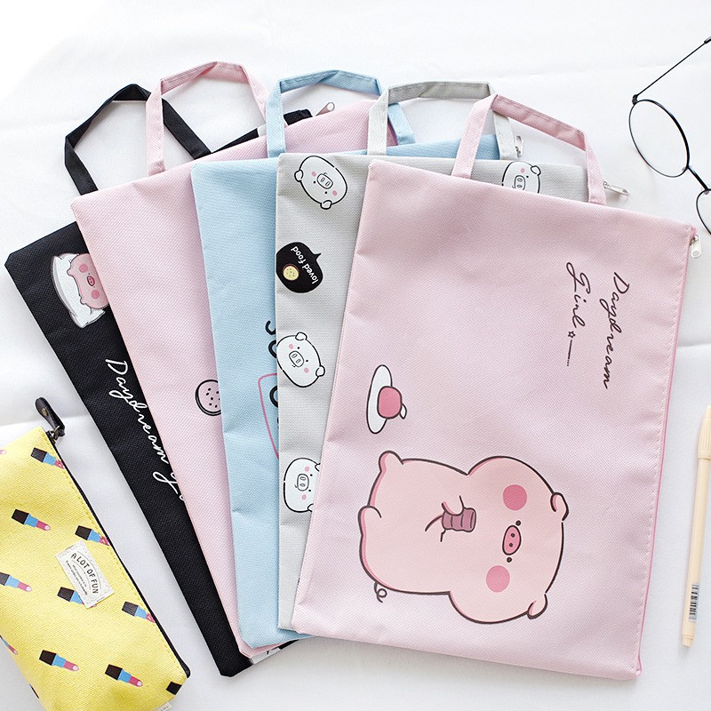 Túi Đựng Hồ Sơ Tài Liệu Khổ A4 Sức Chứa Lớn Có Thể Mang Đi In Hình Chú Heo Dễ | BigBuy360 - bigbuy360.vn