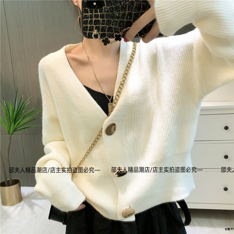 Áo Khoác Cardigan Len Mỏng Tay Dài Dáng Rộng Phong Cách Retro Cho Nữ 21-20