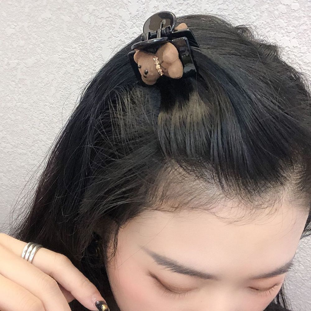 Kẹp tóc phối gấu bông phong cách Hàn Quốc đáng yêu thời trang dành cho nữ