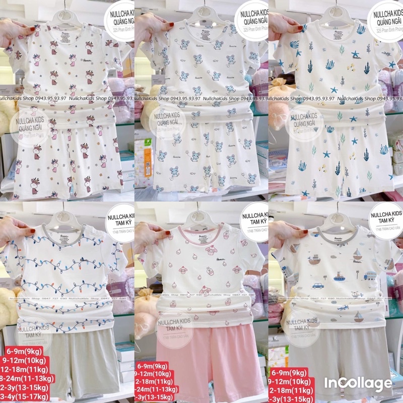 Bộ Avaler cộc tay cài vai chất petit - sợi tre