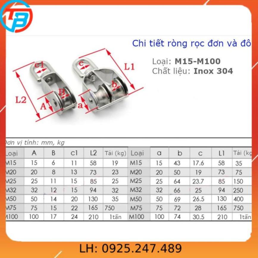 Ròng rọc INOX 304 số 15 CÁP THÉP Thái Bình VinàN