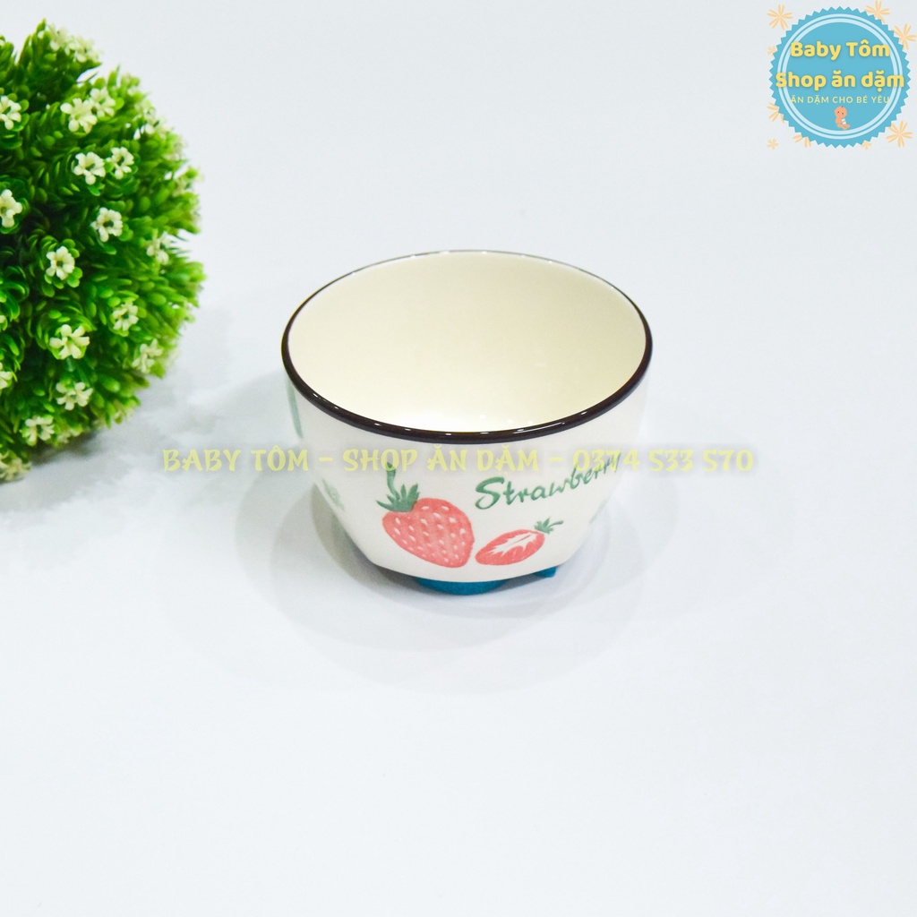 Bát ăn dặm, bát cơm họa tiết hoa cúc, quả nhiệt đới cho bé yêu, NPP Baby Tôm